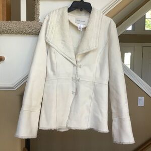 White House Black Market White Suede Jacket Size Small NWT